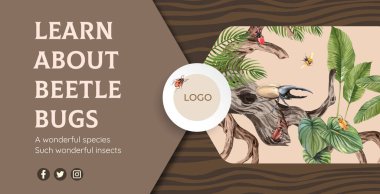 Böcek böcek kavramlı ilan panosu şablonu, suluboya stil