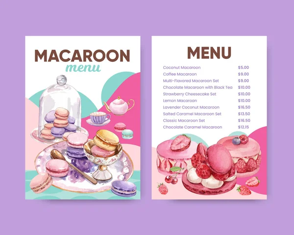Menu Template Macaron Sweet Concept Watercolor Styl — Stockvektor