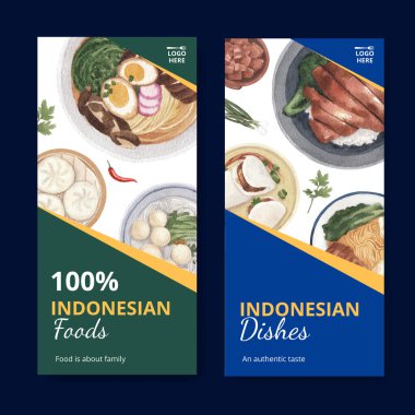 Endonezya kruvazörü konsepti ile uçan şablon, suluboya stil