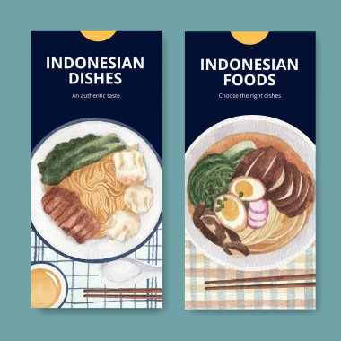 Endonezya kruvazörü konsepti ile uçan şablon, suluboya stil