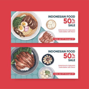 Endonezya kruvazörü konsepti olan fatura şablonu, suluboya stil