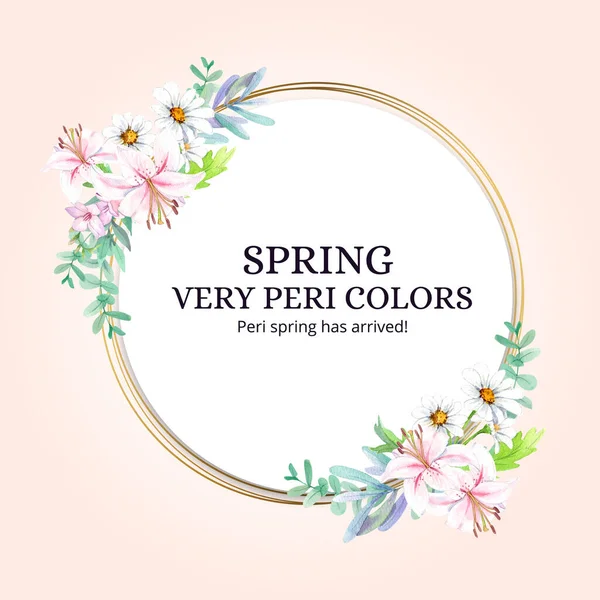 Modelo Grinalda Com Conceito Flor Primavera Peri Styl Aquarela — Vetor de Stock