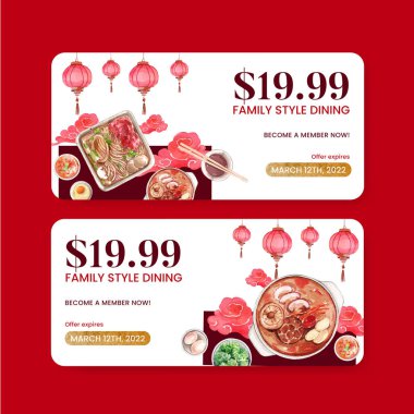 Çin güveç konsepti olan makbuz şablonu, sulu kolo