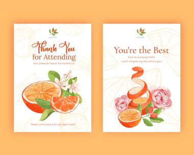 Portakal greyfurt konseptli poster şablonu, sulu kolo