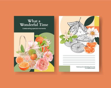 Portakal greyfurt konseptli poster şablonu, sulu kolo