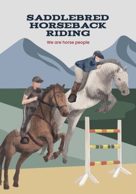 Ata binme konsepti olan poster şablonu, suluboya stil