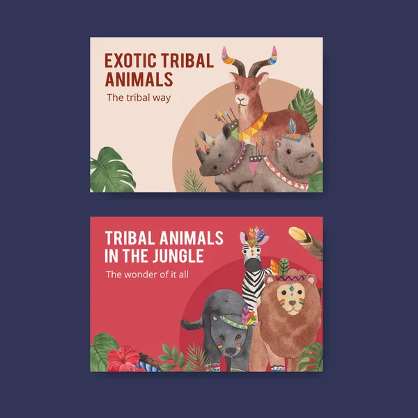 Facebook template with jungle tribal animal concept,watercolor styl