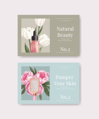 Facebook şablonu cilt bakımı güzellik konsepti, suluboya stil