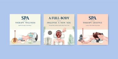 Spa terapi konsepti olan banner şablonu, suluboya stil