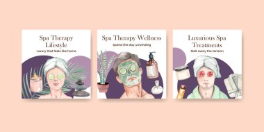 Spa terapi konsepti olan banner şablonu, suluboya stil