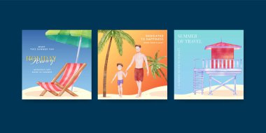 Yaz tatili konseptinin keyfini çıkarın, suluboya stil