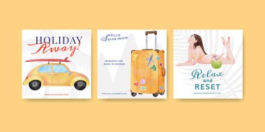 Yaz tatili konseptinin keyfini çıkarın, suluboya stil