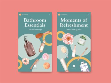 Banyo temel konseptiyle Instagram şablonu, suluboya stil