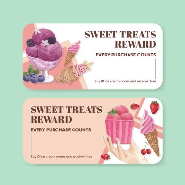 Dondurma aromalı fatura şablonu, suluboya stil