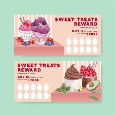 Dondurma aromalı fatura şablonu, suluboya stil