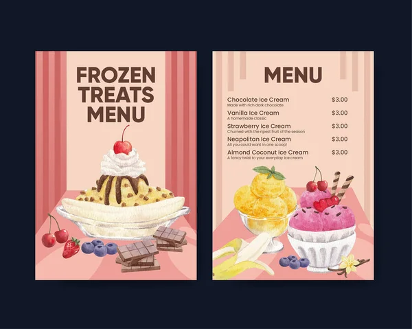 Dondurma aromalı menü şablonu, suluboya stil