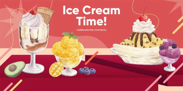 블로그 템플릿 아이스크림 스타일 — 스톡 벡터