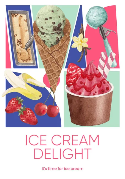 아이스크림 포스터 스타일 — 스톡 벡터