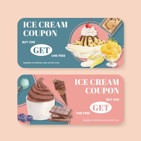 Dondurma aromalı fatura şablonu, suluboya stil