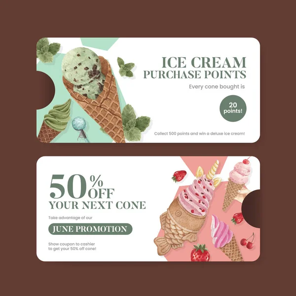 Dondurma aromalı fatura şablonu, suluboya stil