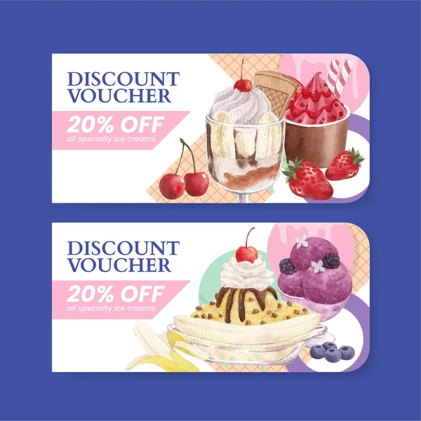 Dondurma aromalı fatura şablonu, suluboya stil