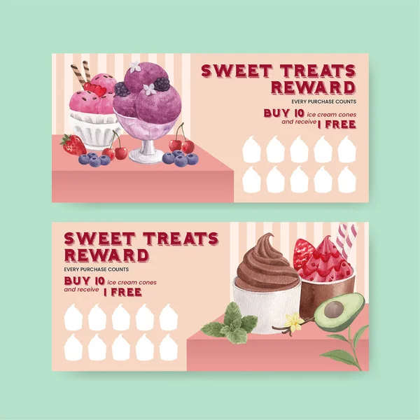 Dondurma aromalı fatura şablonu, suluboya stil