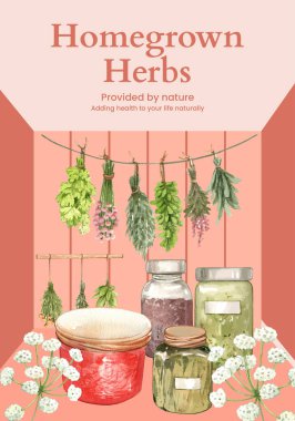 Bitki yetiştirme konsepti olan poster şablonu, suluboya stil