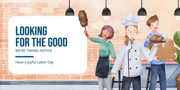 Blog Header Template Labor Day Concept Watercolor Styl — Stockový vektor