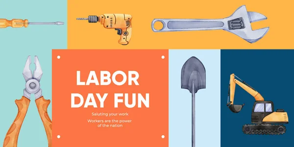 Blog Header Template Labor Day Concept Watercolor Styl — Archivo Imágenes Vectoriales