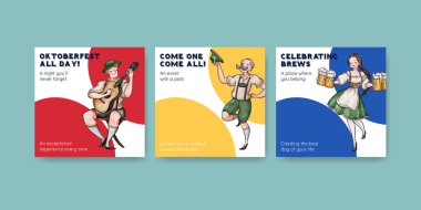 Banner template with oktoberfest festive concept,watercolor styl