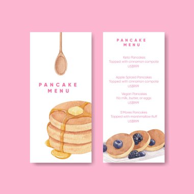 Menu template with happy pancake day concept,watercolor styl