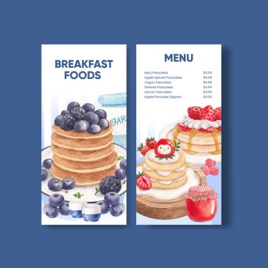 Menu template with happy pancake day concept,watercolor styl