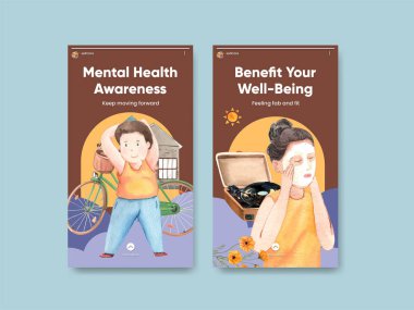 Instagram şablonu kişisel bakım hobbie konsepti, suluboya stil