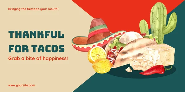 具有Taco Day概念 Watercolor Styl的博客标题模板 — 图库矢量图片