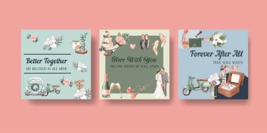 Fevkalade yeşil düğün konsepti, suluboya şablonu