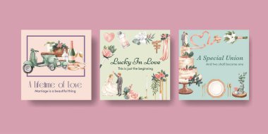 Fevkalade yeşil düğün konsepti, suluboya şablonu