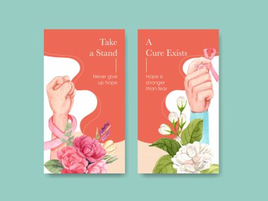 Göğüs kanseri kavramlı Instagram şablonu, suluboya stil