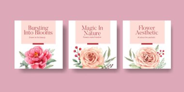 Muhteşem çiçek desenli karamsar konsept, suluboya stil