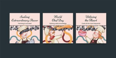 Bayrak şablonu şeflik günü konsepti, suluboya stil.