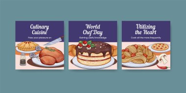 Bayrak şablonu şeflik günü konsepti, suluboya stil.