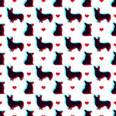 Corgi dog with 3D effect seamless pattern background for use in design clipart