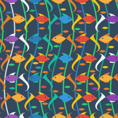 Parlak renkli karikatür fanny balık Dikişsiz soyut desen