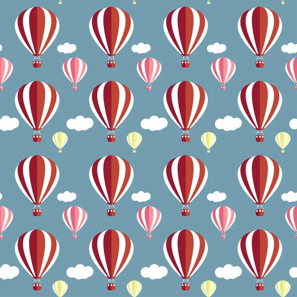 Hete lucht ballonnen in de hemelachtergrond naadloze patroon voor het ontwerpen gebruiken — Stockvector