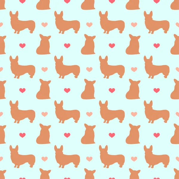 Fondo de patrón inconsútil para perros Corgi para uso en diseño — Vector de stock