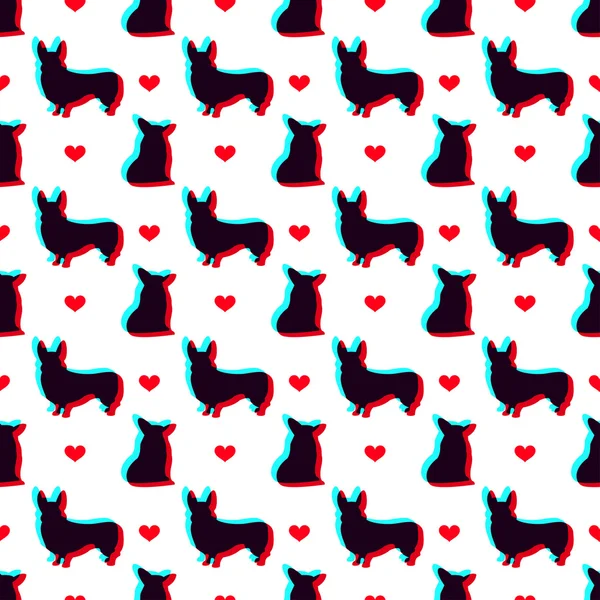 Corgi hond met 3D-effect naadloze patroon achtergrond voor gebruik in ontwerp Rechtenvrije Stockvectors