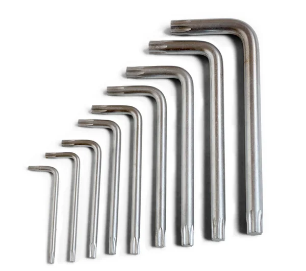 Series Currently Use Stacked Ascending Order Size Shiny Shaped Metal — Stock Photo, Image