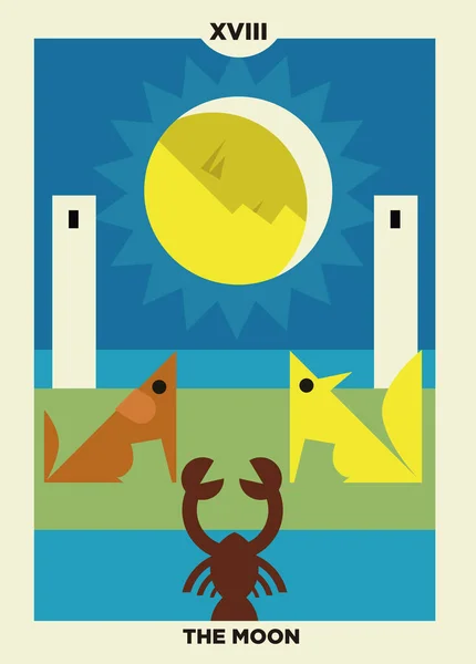 Minimalist Tarot Card Moon — Image vectorielle