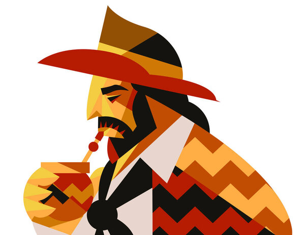 gaucho drinking yerba mate green hot tea