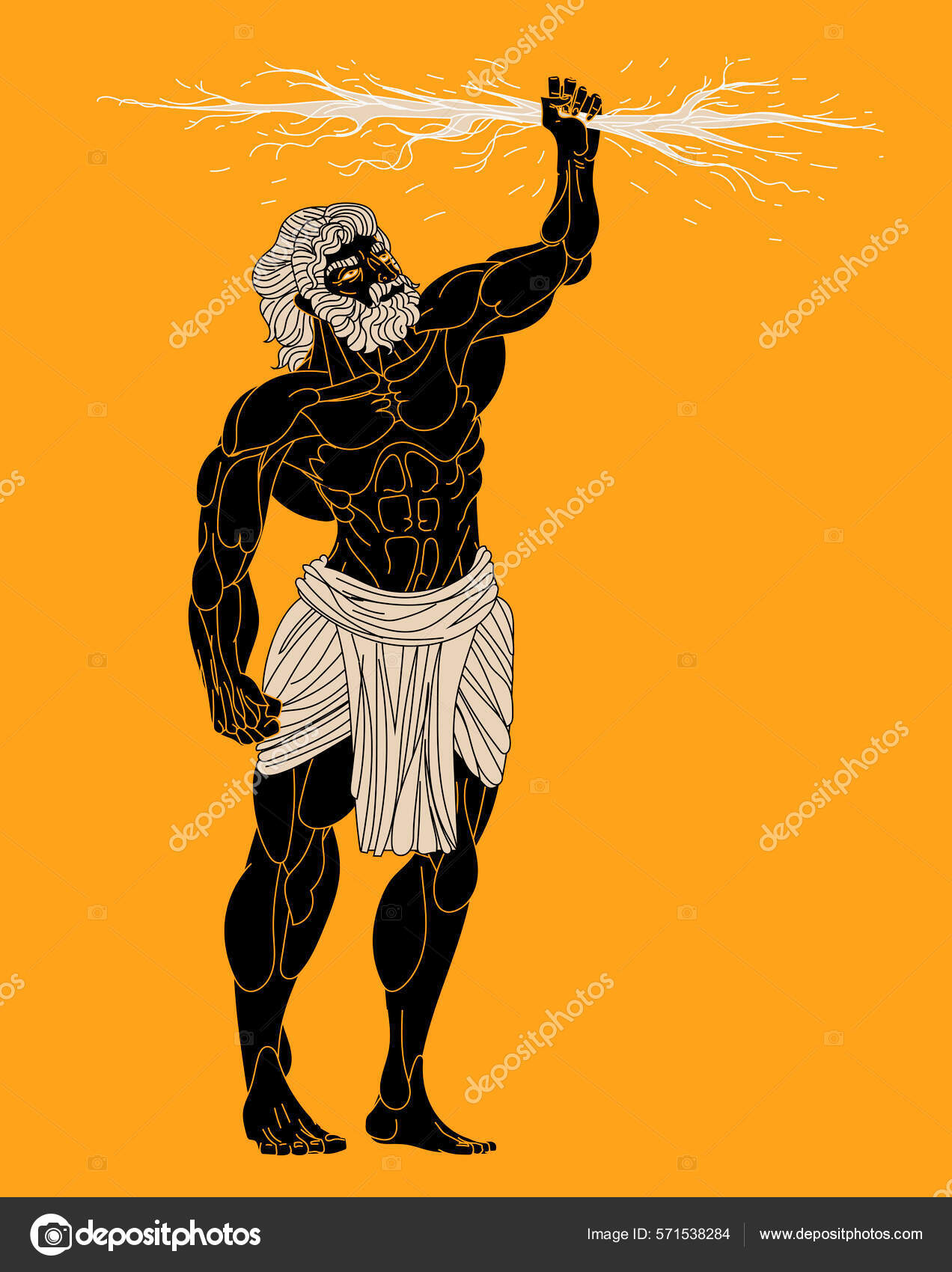 Zeus Jogando Raio Vetor