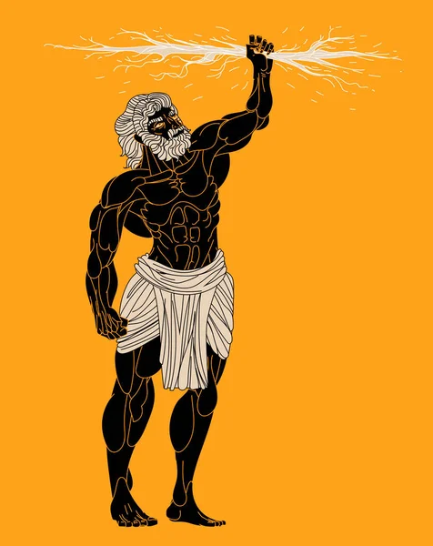 Zeus Grego Mitologia Deus Jogando Raios —  Vetores de Stock